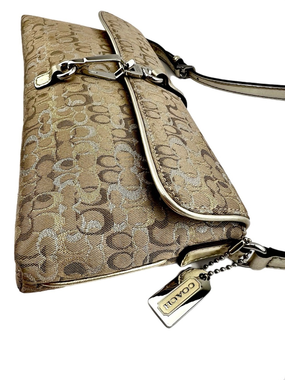 Y2K COACH Hampton Gold Signature Canvas/Leather Handbag -Style 8946 Vintage - Picture 8 of 16